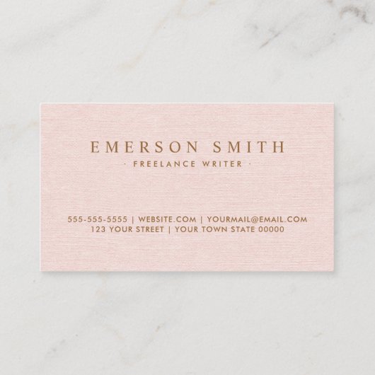 Leinen aus rosa Imitaten, beruflich Visitenkarte (Rückseite)