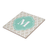 Leinen Beige & Aqua Modernes marokkanisches Monogr Fliese (Seite)