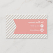 Leinen Beige & Pink Moderne Streifen & Band Visitenkarte (Rückseite)