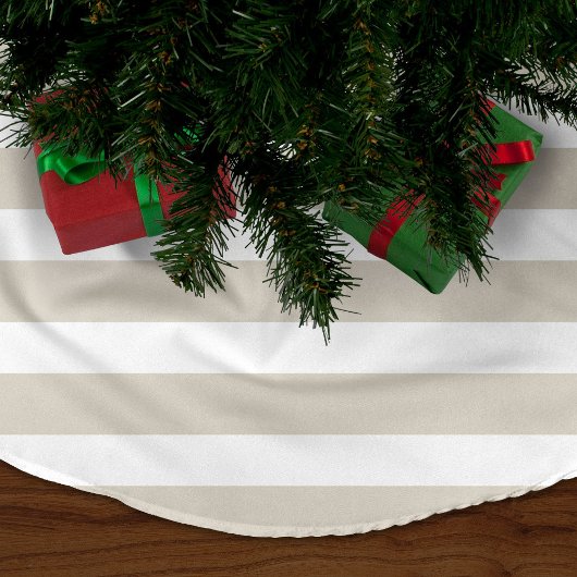 Leinen Beige Preppy Stripes Polyester Weihnachtsbaumdecke