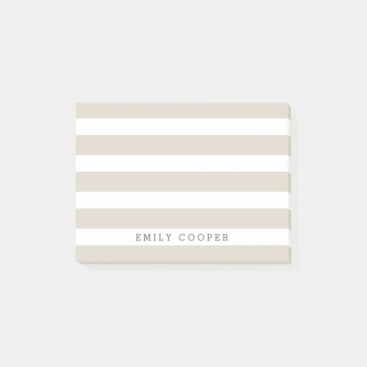 Leinen, Beige und klassische Streifen, weiß Post-it Klebezettel (Vorderseite)