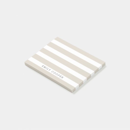 Leinen, Beige und klassische Streifen, weiß Post-it Klebezettel (angewinkelt)