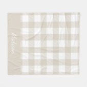 Leinen Beige und Weißbüffel Karo Monogram Fleecedecke (Vorderseite (Horizontal))