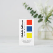 Leinen Beruflich Modernes, blau-gelb-weiß Visitenkarte (Stehend Vorderseite)