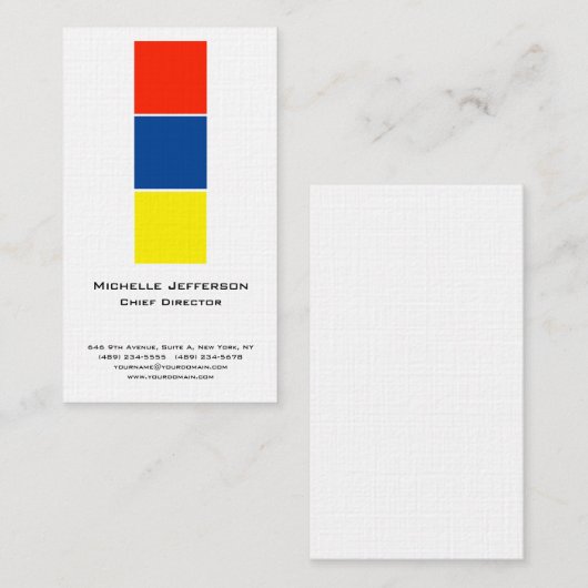 Leinen Beruflich Modernes, blau-gelb-weiß Visitenkarte (Vorne/Hinten)