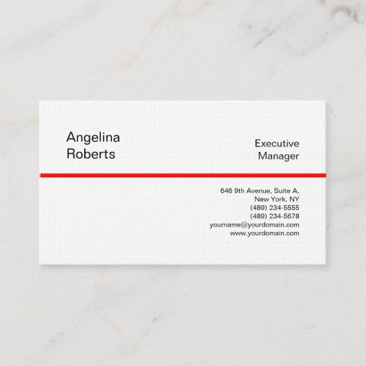 Leinen beruflich schlicht-minimalistisch-weiß visitenkarte (Vorderseite)