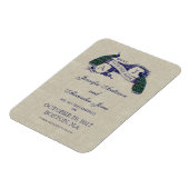 Leinen Blau Pfau Save the Date Magnet (Linke Seite)