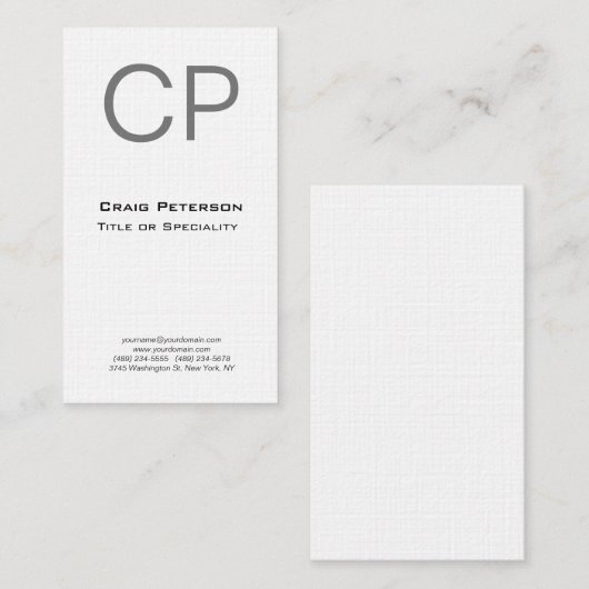 Leinen Creative Monogram Moderne Minimalistisch Visitenkarte (Vorne/Hinten)