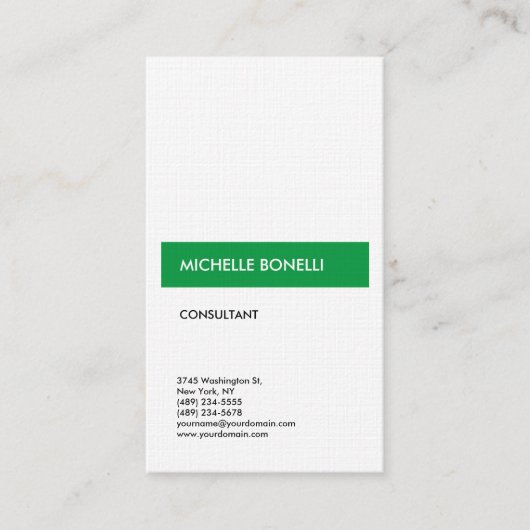 Leinen Einfach Schlicht Moderne Minimalistisch-Grü Visitenkarte (Vorderseite)