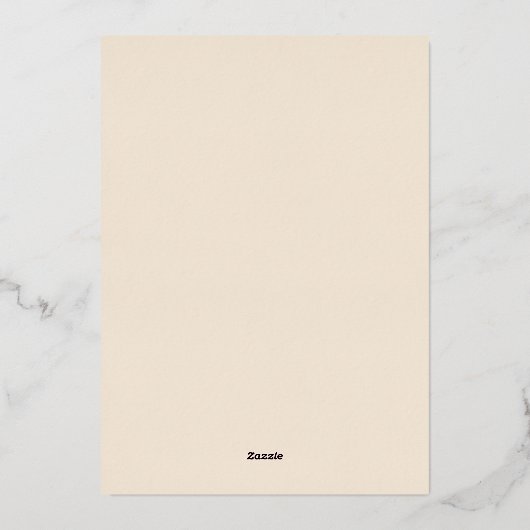 Leinen einfache Hochzeit speichern das Datum Rose Folieneinladung (Rückseite)