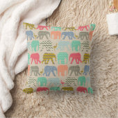 Leinen-Elefanten und Flamingos Kissen (Decke)