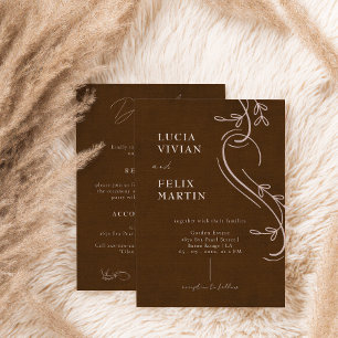 Leinen Espresso Braun Alles in Einem Hochzeit Einladung