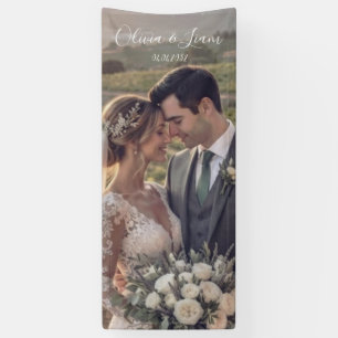 Leinen-Foto-Hochzeitsbanner-Stoff-Willkommensschil Banner