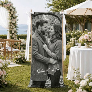 Leinen-Foto-Hochzeitsbanner-Stoff-Willkommensschil Banner