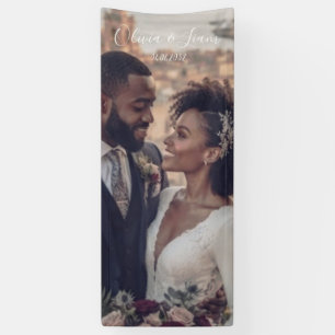 Leinen-Foto-Hochzeitsbanner-Stoff-Willkommensschil Banner
