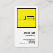 Leinen gelb weiß fett Monogramm Minimalistisch mod Visitenkarte (Vorderseite)