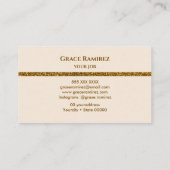 Leinen | Imitats Gold Glitzer Marble Agate Monogra Visitenkarte (Rückseite)