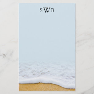 Leinen-Monogramm-Schreibpapier Meeresschaum Briefpapier