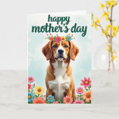 Leinen-Muttertags-Hundekarte Karte (Gelbe Blume)