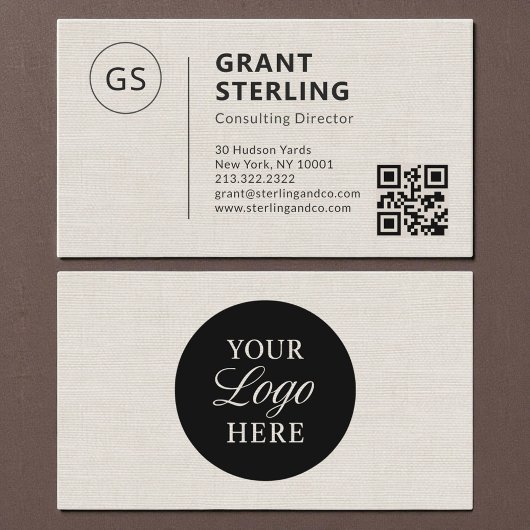Leinen-Professionelles QR-Code-Firmenlogo  Visitenkarte