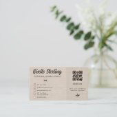 Leinen-QR-Code-Foto-Monogramm-Social-Media Visitenkarte (Stehend Vorderseite)
