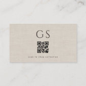 Leinen-QR-Code Luxus-Boutique-Bekleidung Visitenkarte (Rückseite)