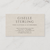 Leinen-QR-Code Luxus-Boutique-Bekleidung Visitenkarte (Vorderseite)