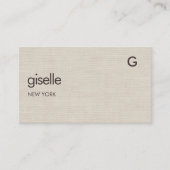 Leinen QR-Code Minimalistisches Monogramm Visitenkarte (Vorderseite)
