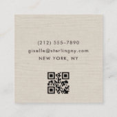 Leinen-QR-Code Moderne Minimal-Typografie Quadratische Visitenkarte (Rückseite)