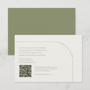 Leinen & Salbeigrün mit QR-Code Boho Minimalist RSVP Karte