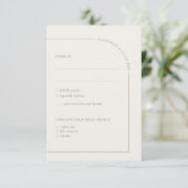 Leinen & Salbeigrüner Bogen Minimalistisch mit Ess RSVP Karte (Stehend Vorderseite)
