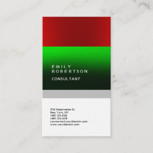 Leinen Schlicht Grün Rot Weiß Modern Minimalistisc Visitenkarte