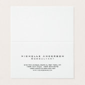 Leinen Schlicht Weiß Einfach Beruflich Minimalisti Visitenkarten (Außenseite Aufgefaltet)