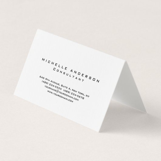 Leinen Schlicht Weiß Einfach Beruflich Minimalisti Visitenkarten (Vorderseite)