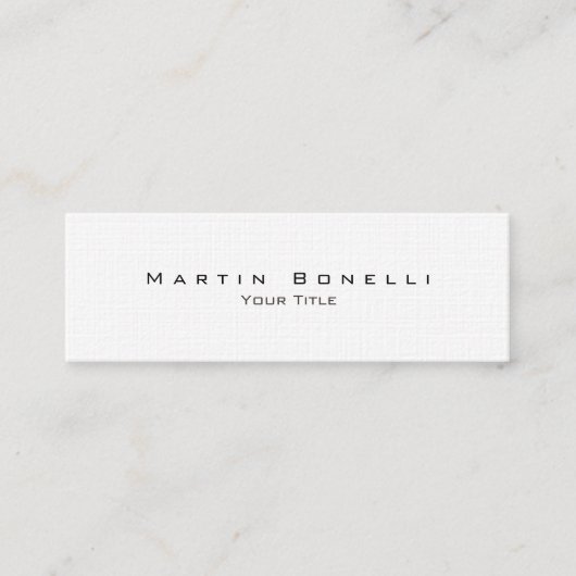 Leinen Simple Stilvolle Trendy White Business Card Mini Visitenkarte (Vorderseite)