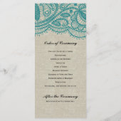 Leinen- und Aquamarine Hochzeitsprogramme Programm (Rückseite)