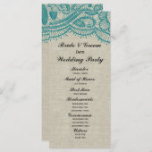 Leinen- und Aquamarine Hochzeitsprogramme Programm (Vorne/Hinten)