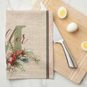 Leinen und Beeren wirken personalisiert Geschirrtuch (Viertel Falte)