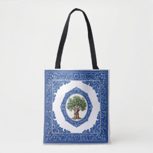 Leinen- und Korktasche Azulejo Tasche