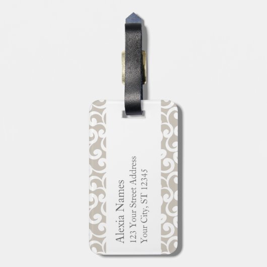 Leinen und Mit Monogramm Minze Gepäckanhänger (Rückseite vertikal)