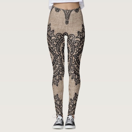 Leinen und Spitzen Leggings (Vorderseite)
