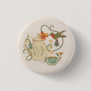 Leinen Vintage Faecore Blumen Tee Button