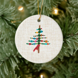 Leinen Weihnachtsbaum – Cozy Rustic Weihnachten Keramik Ornament