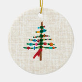 Leinen Weihnachtsbaum – Cozy Rustic Weihnachten Keramik Ornament (Vorne)