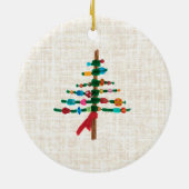 Leinen Weihnachtsbaum – Cozy Rustic Weihnachten Keramik Ornament (Hinten)