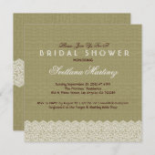 Leinen & White Lace Brautparty laden Einladung (Vorne/Hinten)