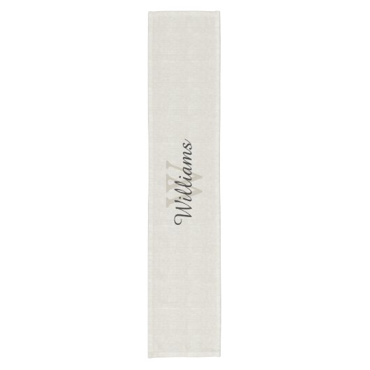 Leinenblick-Monogramm-Tabellen-Läufer Kurzer Tischläufer (Vorderseite)