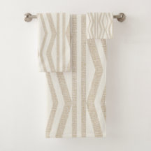 Leinencreme Beige geometrisches Badetuchhandtuch S