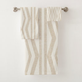 Leinencreme Beige geometrisches Badetuchhandtuch S Badhandtuch Set