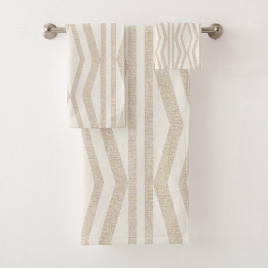 Leinencreme Beige geometrisches Badetuchhandtuch S Badhandtuch Set (Insitu)